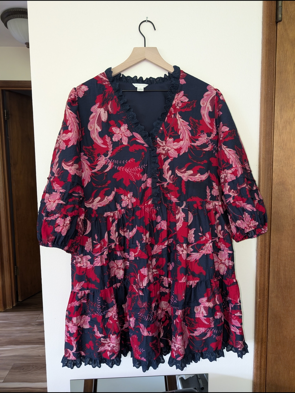 Caslon Navy Lace-Trim Dress XL - Picture 2 of 5